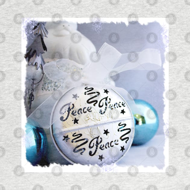 White Santa Claus & Silver Peace Christmas Ornaments on White by karenmcfarland13